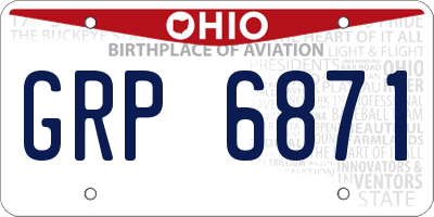 OH license plate GRP6871