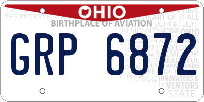 OH license plate GRP6872