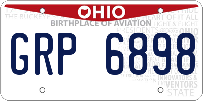 OH license plate GRP6898