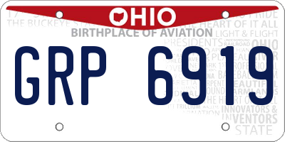 OH license plate GRP6919