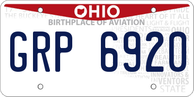 OH license plate GRP6920