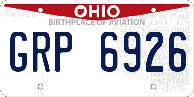 OH license plate GRP6926