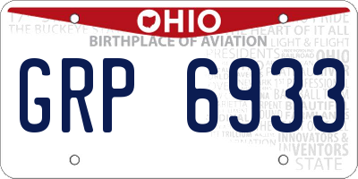 OH license plate GRP6933