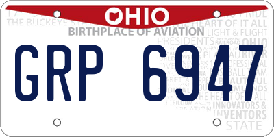 OH license plate GRP6947