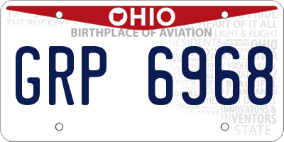 OH license plate GRP6968