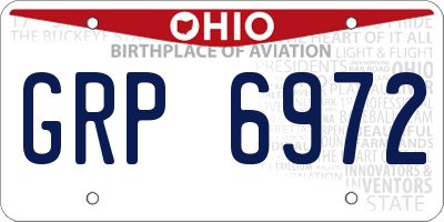 OH license plate GRP6972