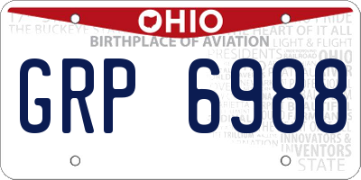 OH license plate GRP6988