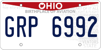 OH license plate GRP6992