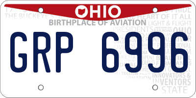 OH license plate GRP6996