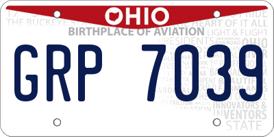 OH license plate GRP7039