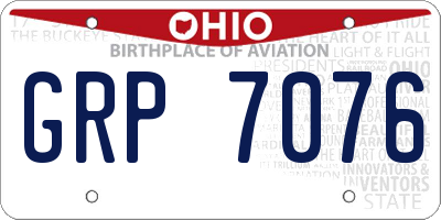 OH license plate GRP7076