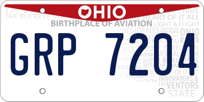 OH license plate GRP7204