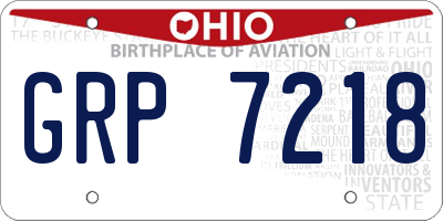 OH license plate GRP7218