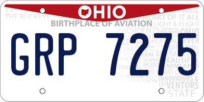 OH license plate GRP7275