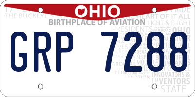 OH license plate GRP7288