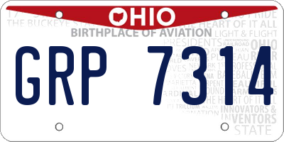 OH license plate GRP7314
