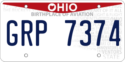 OH license plate GRP7374