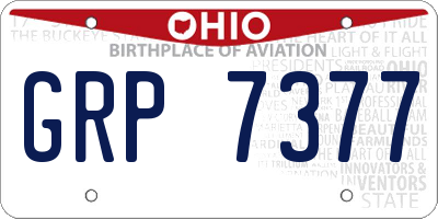 OH license plate GRP7377