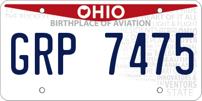 OH license plate GRP7475