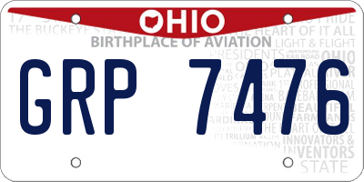 OH license plate GRP7476