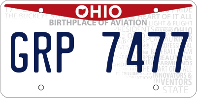 OH license plate GRP7477
