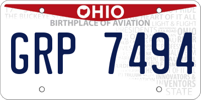 OH license plate GRP7494