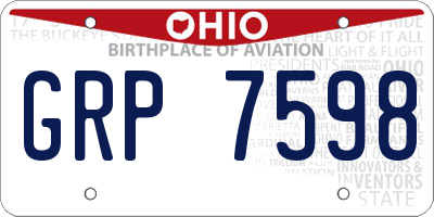 OH license plate GRP7598