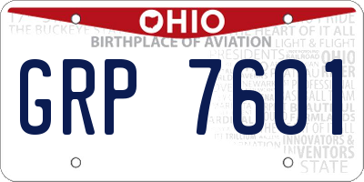 OH license plate GRP7601