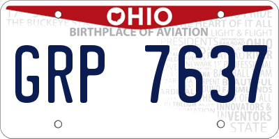 OH license plate GRP7637