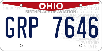 OH license plate GRP7646