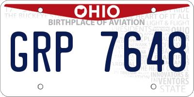 OH license plate GRP7648