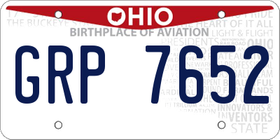 OH license plate GRP7652