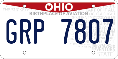 OH license plate GRP7807