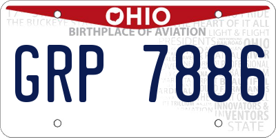 OH license plate GRP7886