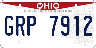 OH license plate GRP7912