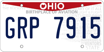 OH license plate GRP7915