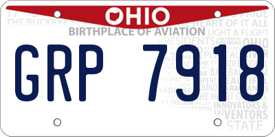 OH license plate GRP7918