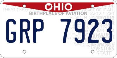 OH license plate GRP7923