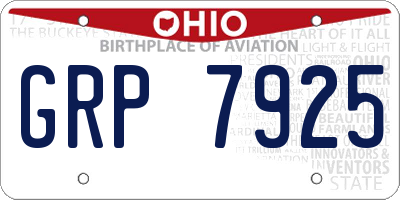 OH license plate GRP7925