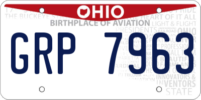 OH license plate GRP7963