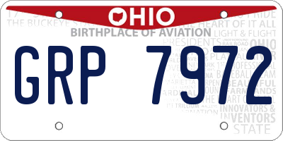 OH license plate GRP7972