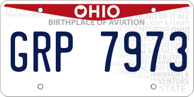 OH license plate GRP7973