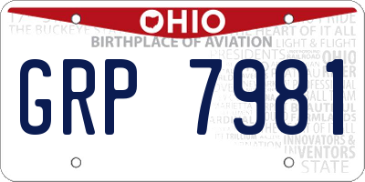 OH license plate GRP7981