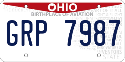 OH license plate GRP7987