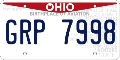 OH license plate GRP7998