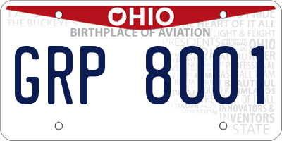 OH license plate GRP8001