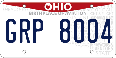 OH license plate GRP8004