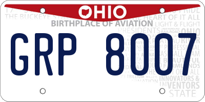 OH license plate GRP8007