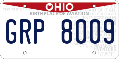 OH license plate GRP8009