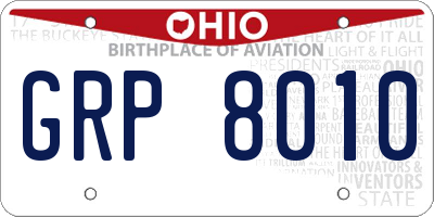 OH license plate GRP8010